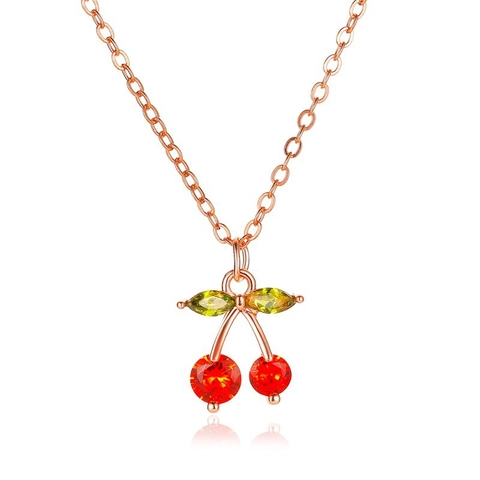 Collana Con Ciondolo Frutta Carina Ciliegia Fragola Avocado Mela Carota Forma Rame Acciaio Inossidabile Gioielli Catena Clavicola Donna