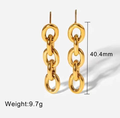 Orecchini Pendenti A Maglia Di Catena Geometrica In Lega D'oro Con Perla Artificial Sintetica Gioielli Industriali Eleganti Per Donna
