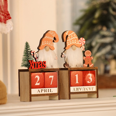 Calendario Perpetuo Di Natale In Legno Gnomo Decorazione Da Scrivania Conto Alla Rovescia Ornamento Festivo Casa