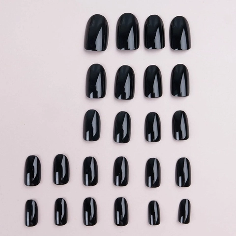 Unghie Finte A Pressione Lucide Tinta Unita Forma Mandorla Ovale Corta Per Donna Manicure Rimovibili ABS