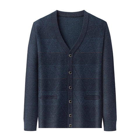 Herren Strickjacke V-Ausschnitt Argyle Muster Knopfleiste Dicke Warme Business Casual Langarm Pullover Jacke Mit Taschen