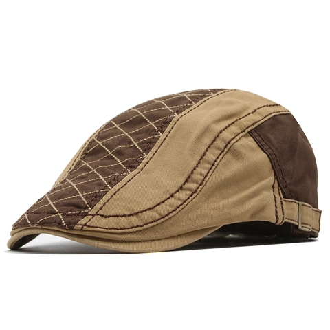Vintage Baumwolle Flatcap Patchwork Gesteppte Ivy Newsboy Mütze Mit Verstellbarer Metallschnalle Für Herren Damen Retro