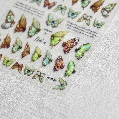 Retro Butterfly Nail Art Stickers Ultra Thin Aurora Colorful Swallowtail Self Adhesive Decals DIY Manicure Decorations