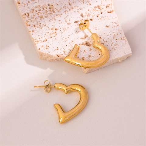 Pendientes De Botón De Corazón Chapados En Oro De 18K Acero Inoxidable Joyería Geométrica Minimalista Para Mujer Diario