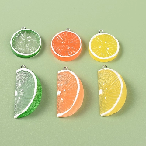 Colgantes De Rodajas De Frutas De Resina Limón Naranja Lima Charms Para Hacer Joyas DIY Accesorios De Llavero Y Pendientes