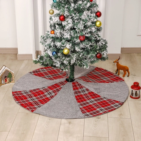 Gonna Per Albero Di Natale Imitazione Lino Quadri Rossi Tonda Pannelli Decorazione Pavimento Casa Rustica