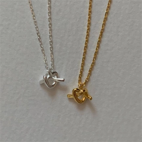 Collar De Corazón Con Nudo De Plata De Ley 925 Joyería De Cadena De Clavícula Elegante Minimalista Para Mujer