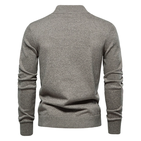 Men Knitted Cardigan Sweater Stand Collar Button Down Slim Fit Business Casual Cotton Blend Long Sleeve Ribbed Texture