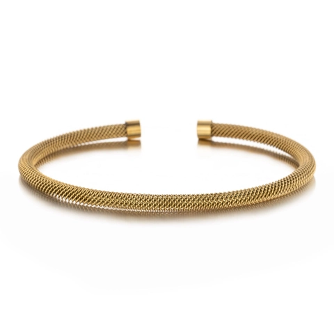Mesh Cuff Bracelet Stainless Steel Cable Weave Open Bangle Punk Minimalist Elastic Jewelry Men Women