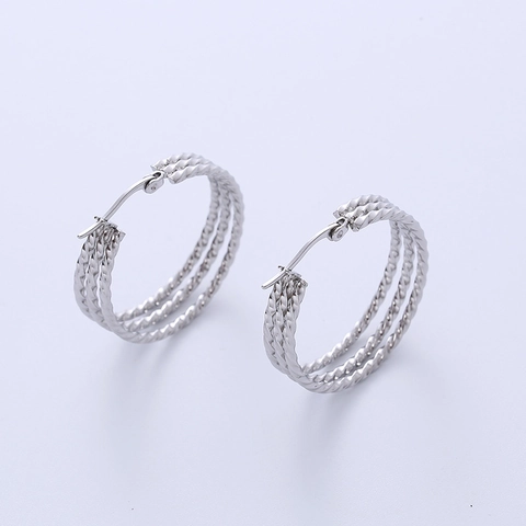 Orecchini A Cerchio Intrecciati Acciaio Inossidabile 316L Rotondi Geometrici Gioielli Di Moda Vintage Per Donna