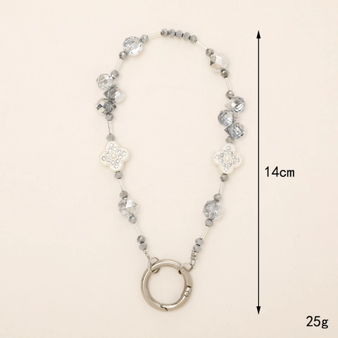 Luxuriöse Perlen Kleeblatt Handy Kette Glitzernde Strass Künstlicher Kristall Tasche Anhänger Handgeperlt Schlüsselanhänger Mode Accessoires