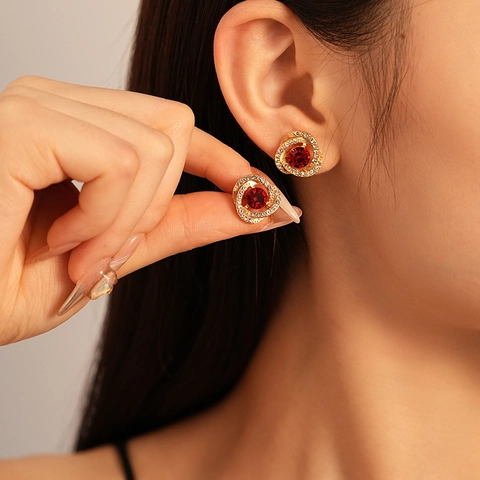 Pendientes De Botón En Espiral De Estilo Francés Para Mujer Con Aleación Strass Y Poste De Plata De Ley 925 Redondo
