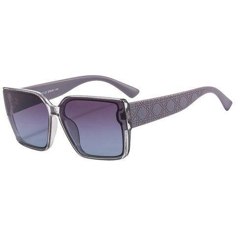 Fashion Square Large Frame Sunglasses Retro UV400 Protection PC Gradient Lens Cannage Texture Temples Women