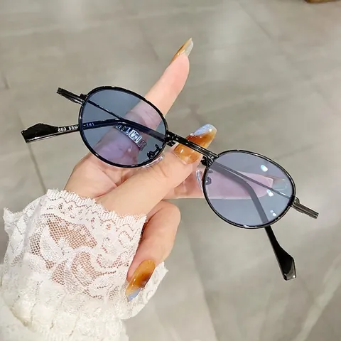 Occhiali Da Sole Ovali Retrò Vintage Piccola Montura Tonda Metallo Protezione UV400 Anti Luce Blu Per Uomo Donna