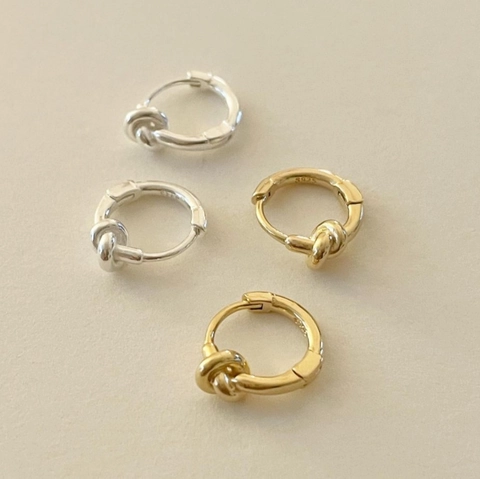 925 Sterling Silber Creolen Minimalistisches Knoten Design Kleiner Zierlicher Schmuck Für Frauen Elegantes Geschenk
