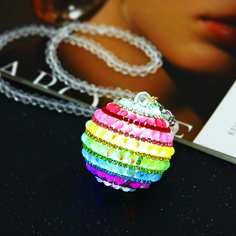 Colgante De Bola De Diamantes De Imitación Luminoso Adorno De Coche Con Cuentas Transparentes Para Espejo Retrovisor