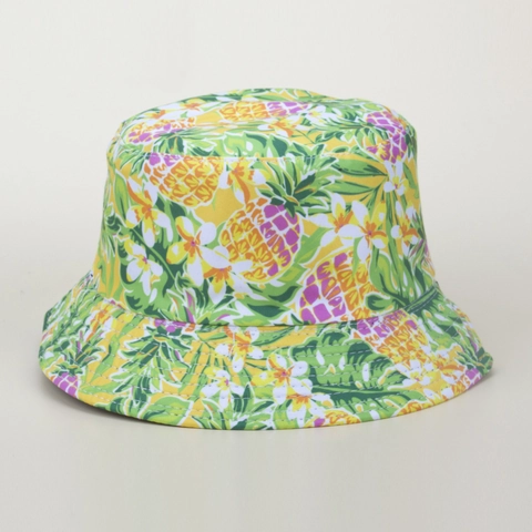 Omkeerbare Vissershoed Polyester Fruitprint Ananas Watermeloen Zonbescherming Opvouwbaar Zomer Reizen Outdoor Unisex Pet