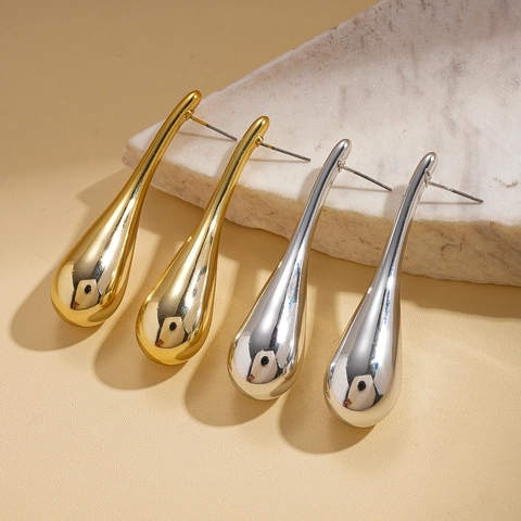 Water Drop Teardrop Earrings Metallic Smooth Minimalist Fashion Jewelry With 925 Sterling Silver Earring Post For Women