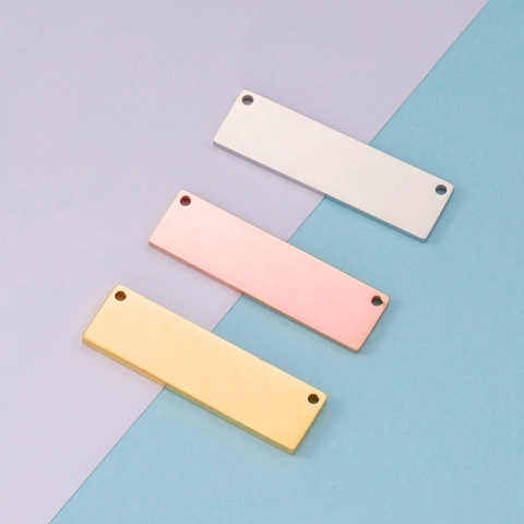 Stainless Steel Rectangular Bar Pendant Connector With Double Holes Mirror Polished DIY Jewelry Making Blank Tag