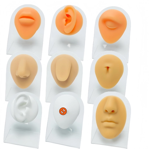 Realistic Silicone Human Body Part Model Nose Ear Eye Mouth Navel Tongue Piercing Practice Model Medical Teaching Display Prop
