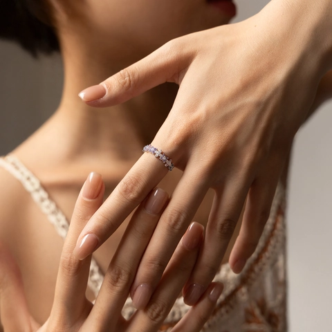 Anello Quadrifoglio Con Fiori Argento Sterling 925 Zirconia Cubica Multicolore Stile Romantico Per Donna