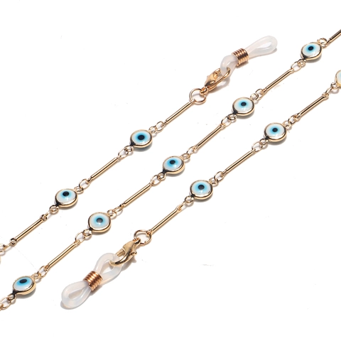 Evil Eye Glasses Chain Alloy Enamel Beads Decorative Eyewear Holder Strap With Silicone Loops Women Fashion Accessories