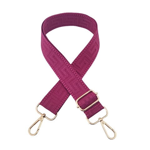 Wide Adjustable Replacement Bag Strap With Greek Key Geometric Pattern Polyester Woven Shoulder Belt Alloy Metal Clasp