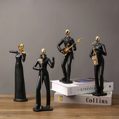 Figurine Di Musicista Moderno Minimalista Astratto Musica Personaggio Statua Resina Banda Ornamenti Casa Ufficio Scrivania