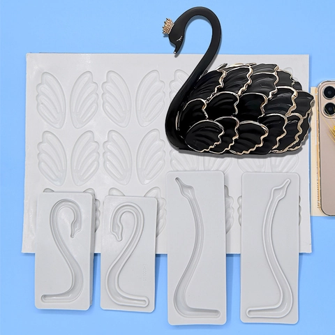 Stampo In Silicone Cigno Per Fondant Cioccolato Decorazione Torte Ali Collo Forme Strumento Da Forno Flessibile