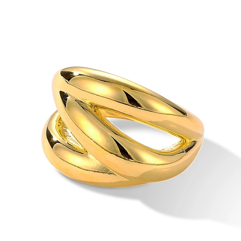Mehrlagiger Geflochtener Gedrehter Ring Vergoldetes Kupfer Verstellbares Offenes Band Modeschmuck Für Frauen