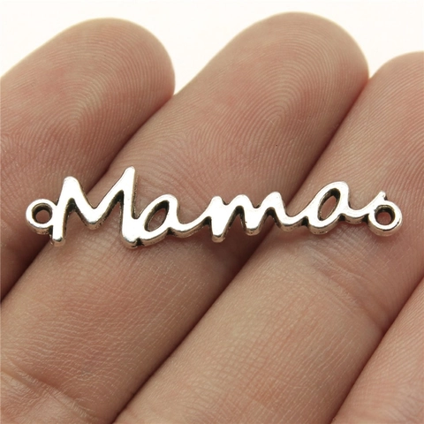 Colgantes Letra Mama Script Aleación Metal Conectores Doble Agujero Para DIY Collar Pulsera Fabricación Joyas Estilo Vintage