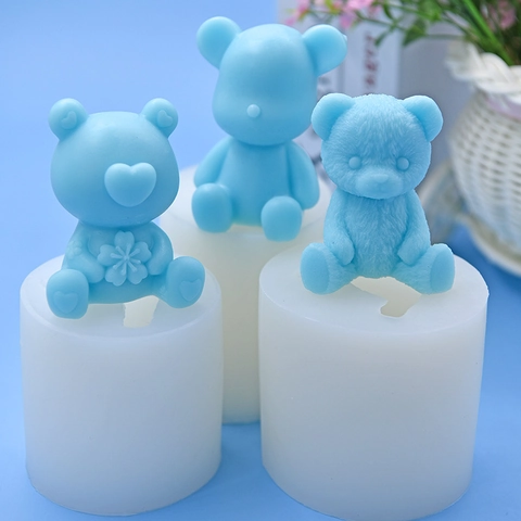 Moule En Silicone Ours En Peluche 3D Pour DIY Pâtisserie Gâteau Chocolat Bougie Savon Résine Artisanat Forme Animale Flexible