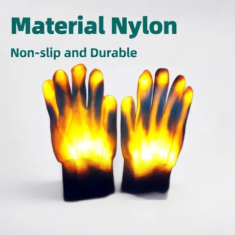 LED Glowing Gloves Knitted Nylon Flashing Finger Lighting Performance Dance Party Supplies Colorful Light Up Hand Wear