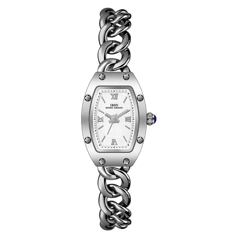 Women Tonneau Quartz Watch Fashion Alloy Chunky Chain Bracelet Roman Numerals Waterproof Elegant Wristwatch Jewelry