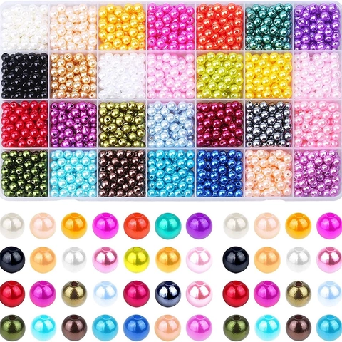Multi Color Round ABS Imitation Artificial Pearl Beads With Storage Organizer For DIY Bracelet Necklace Jewelry Making Smooth Loose Spacer Beads