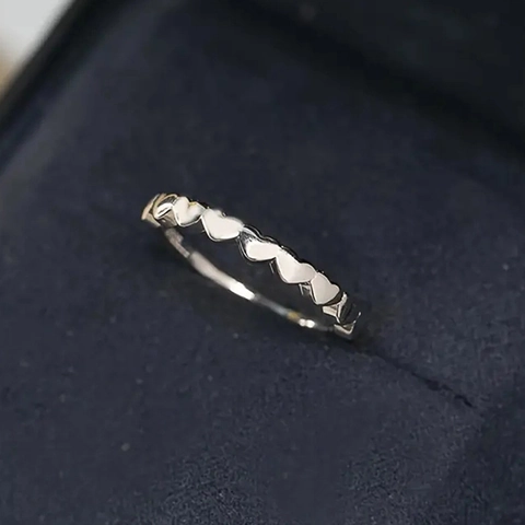 Women Copper Heart Eternity Band Ring Gold Plated Minimalist Stackable Jewelry Romantic Gift For Daily Wear