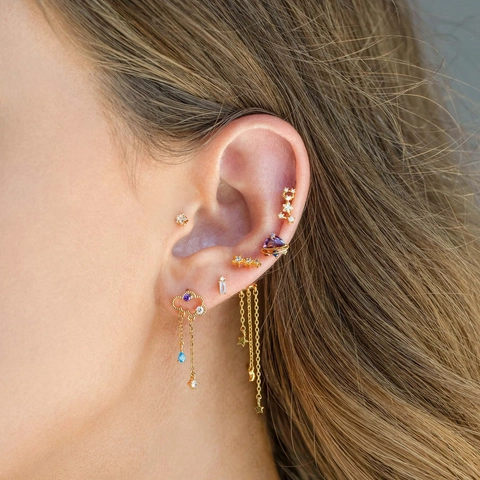 Star Moon Dangle Tassel Earrings With 925 Sterling Silver Earring Post 18K Gold Plated Brass Zircon Elegant Jewelry Women