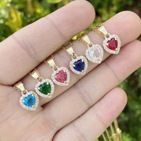 Collana E Orecchini Con Pendente A Cuore Gioielli In Rame Con Zirconia Cubica Micro Pavé Elegante Catena Per Donna