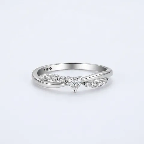 Anello a Cuore in Argento Sterling 925 Zirconia Incrociato Per Donna Gioielli da Dito Romantici Regalo Accessori Moda