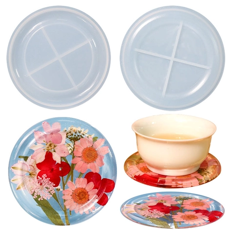 Round Coaster Silicone Mold For Resin Casting DIY Handmade Cup Mat Craft Tools Translucent Flexible Eco Friendly