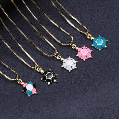 Collana Con Pendente A Tartaruga In Rame Placcato Oro Con Smalto Colorato Stile Animale Accessorio Gioielli Per Donna
