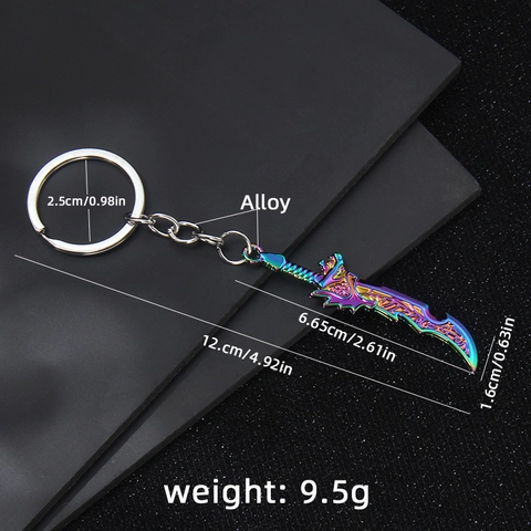 Portachiavi Spada In Metallo Modello Arma Pugnale In Lega Per Uomo Fantasy Inciso Arcobaleno Bronzo Argento Ornamento Da Borsa