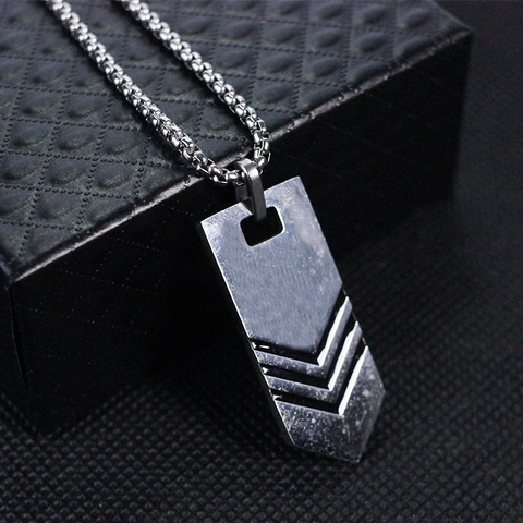 Herren Edelstahl Militär Marke Anhänger Halskette Mit V Muster Geometrisch Hip Hop Minimalistischer Schmuck Silberfarben