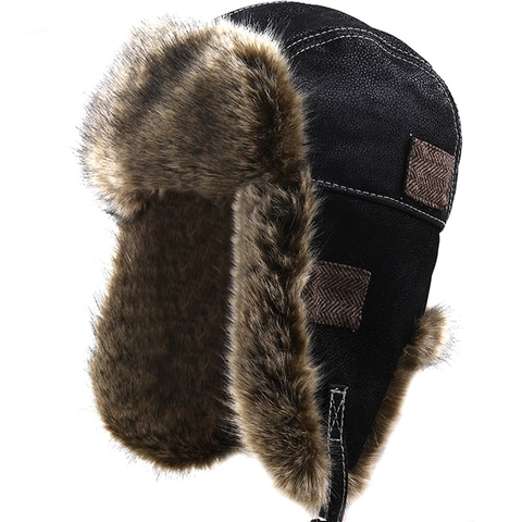 Cappello Da Trapper Invernale Pelle PU Pelliccia Sintetica Paraorecchie Antivento Berretto Da Aviatore Per Uomo Donna