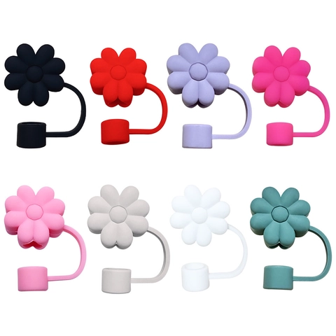 Silicone Straw Covers Flower Straw Toppers Dust Proof Plugs Caps For Drinking Straws Tumbler Accessories Cute Floral Decor
