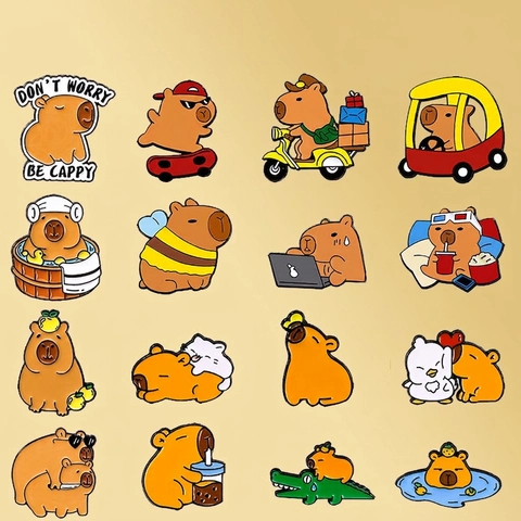 Cute Capybara Enamel Pin Cartoon Animal Zinc Alloy Metal Badge Brooch For Backpack Clothes Decoration Kawaii Gift