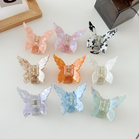Butterfly Hair Claw Clip Acetate Marbled Iridescent Hair Catch Shark Clip With Metal Spring For Women Girls Styling