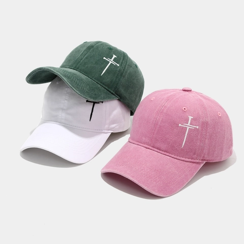 Casquette de Baseball en Coton Lavé Vintage Broderie de Croix Réglable Soft Top Dad Hat Chapeau de Soleil pour Hommes Femmes Décontracté Streetwear