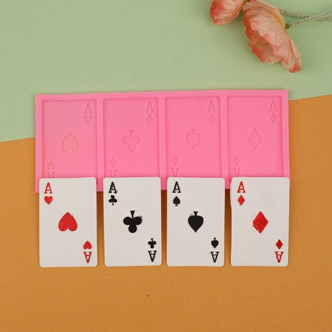 Molde De Silicona Con Patrón De Cartas De Póquer Para Pastel Fondant Chocolate Jabón Hecho A Mano