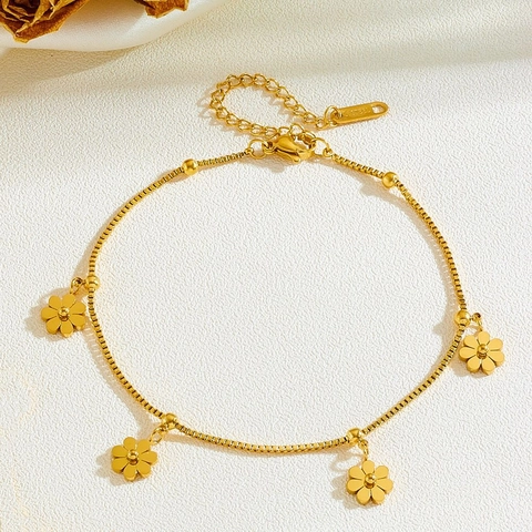 Collana Ciondolo Fiore Margherita Bracciale Orecchini Gioielli Acciaio Inossidabile Elegante Nappa Lunga Moda Donna Accessori